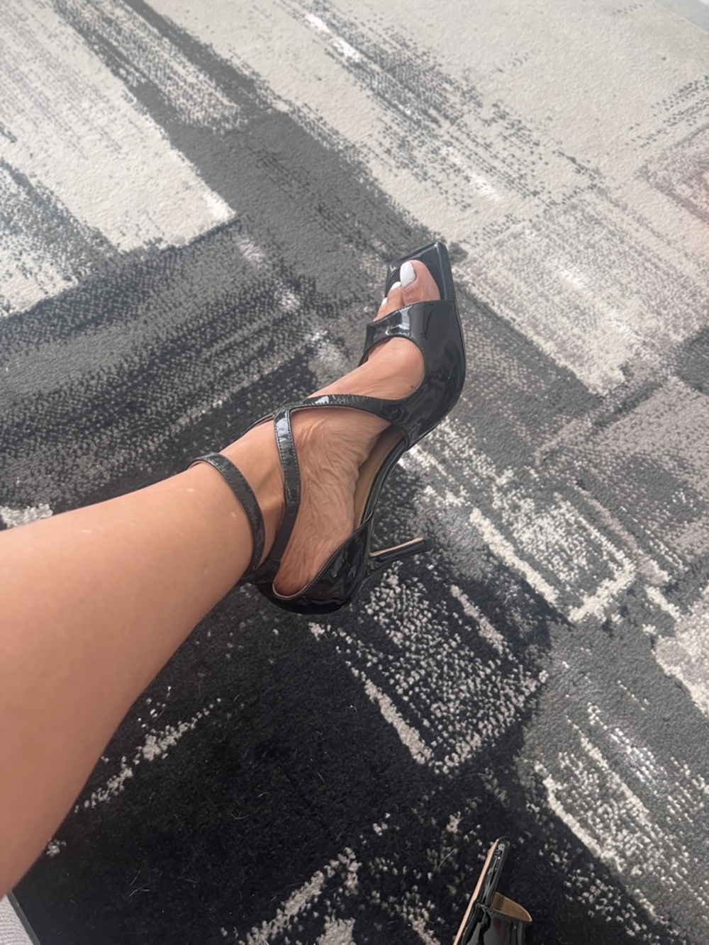 Jimmy Choo Black Patent Crisscross Ankle-Strap Heels - Picture 6 of 6